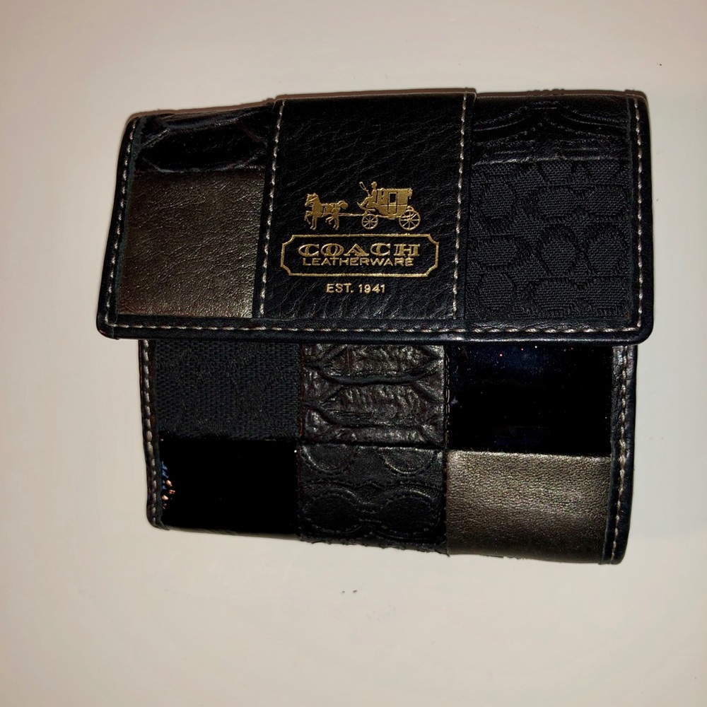 Coach black multi leather wallet